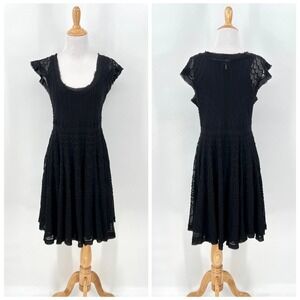 BIYA JOHNNY WAS Embroidered Dress Women Large Sheer Mesh Layered Fit Flare Short